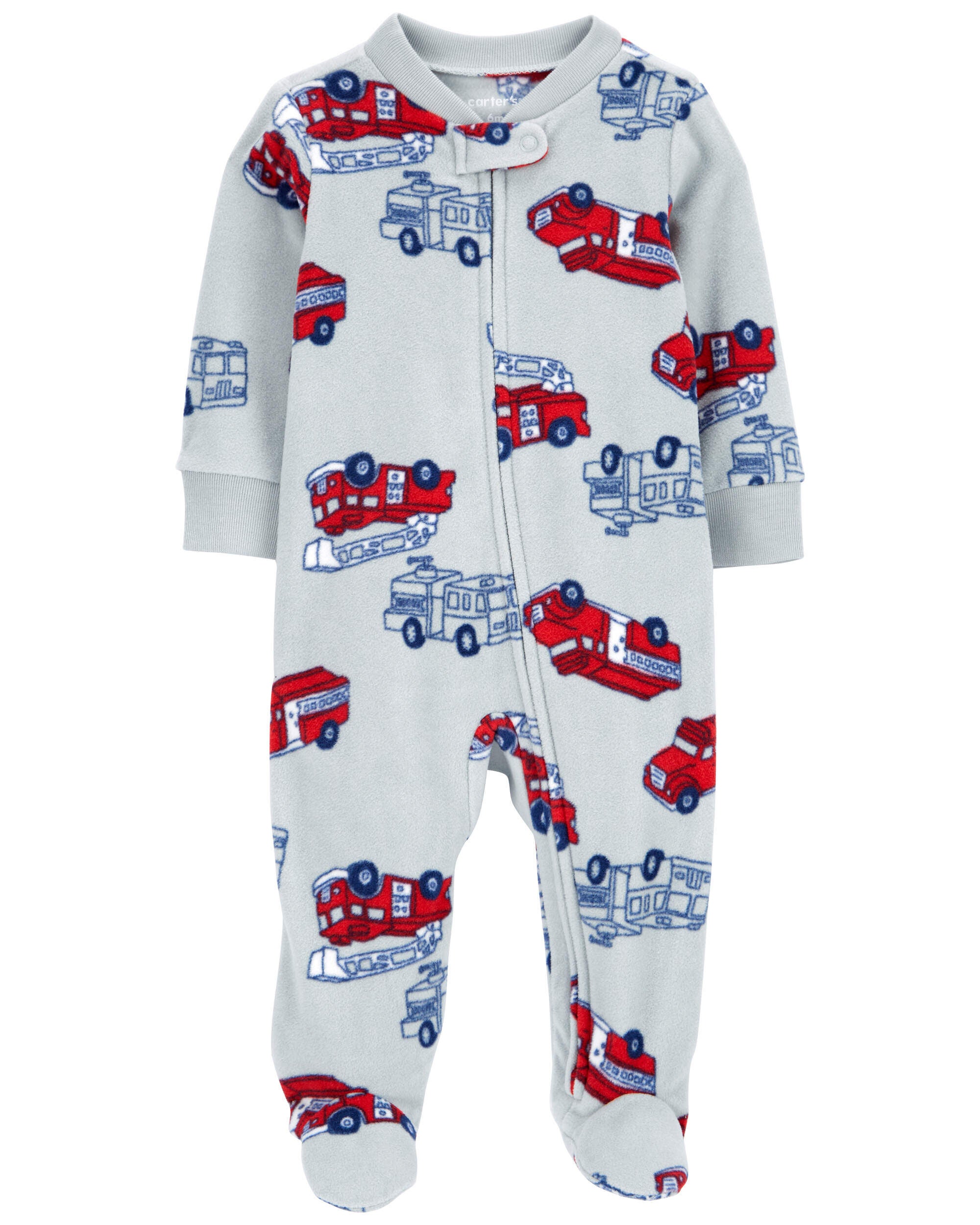 Bebe Pyjama en molleton a pieds a fermeture a glissiere imprime de camion d incendie