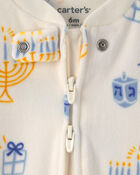Baby Hanukkah 2-Way Zip Sleeper - Cream, image 3 of 5 slides