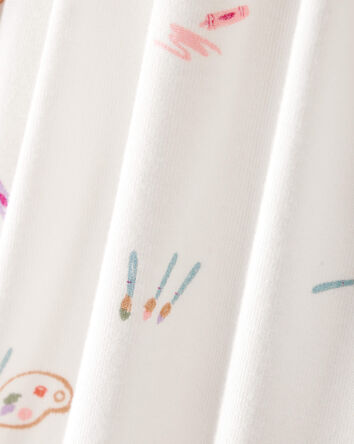 Bébé fille - Robe cache-couches à manches courtes PurelySoft à imprimé de pinceaux - Ivoire, 