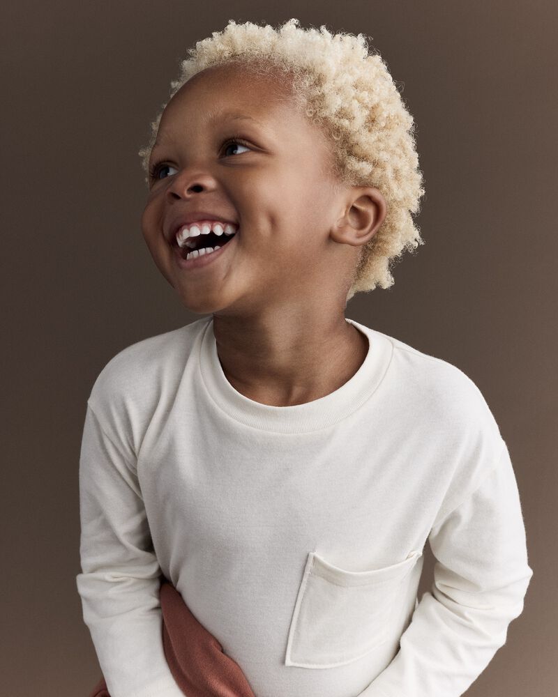 Toddler Long-Sleeve Pocket Relaxed Graphic Tee with Shapes - Cream, image 5 of 6 slides