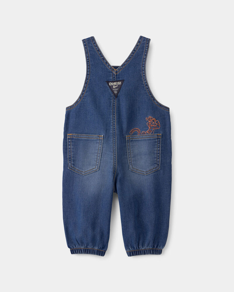 Baby Disney&copy; Winnie the Pooh Embroidered Knit-Like Denim Overalls - Dark Wash, image 6 of 7 slides