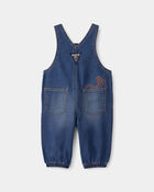 Baby Disney&copy; Winnie the Pooh Embroidered Knit-Like Denim Overalls - Dark Wash, image 6 of 7 slides