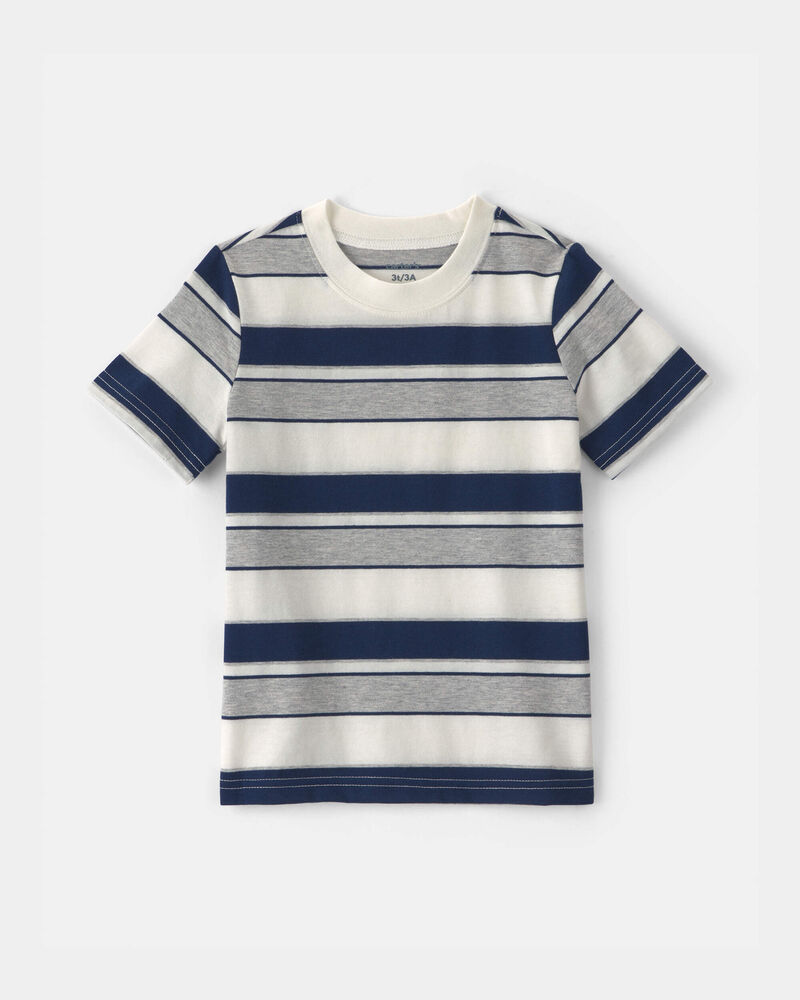 Toddler Boy Striped Short-Sleeve T-Shirt - Blue/Grey, image 1 of 3 slides