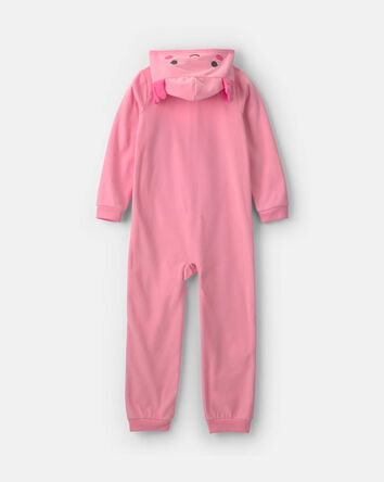 Girls Axolotl Halloween Fleece Loose Fit 1-Piece Pyjama Costume - Pink, 