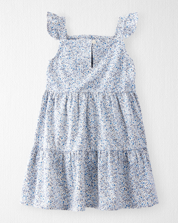Toddler Organic Cotton Floral-Print Dress in Blue, 