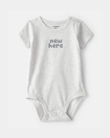 B&eacute;b&eacute; - Cache-couche &agrave; imprim&eacute; &laquo;New Here&raquo; - Gris, 