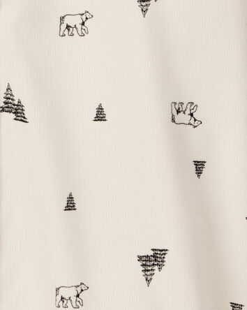 Garçons - Chemise boutonnée à manches longues en velours côtelé imprimé de Noël - Ivoire, 