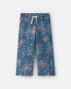 Toute-petite fille - Jeans en denim &agrave; jambe large &agrave; motif floral - D&eacute;lav&eacute; fonc&eacute;, image 1 sur 4 diapositives