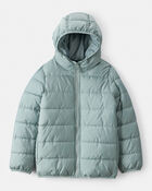 Kid Hooded Puffer Jacket - Green, image 1 of 6 slides