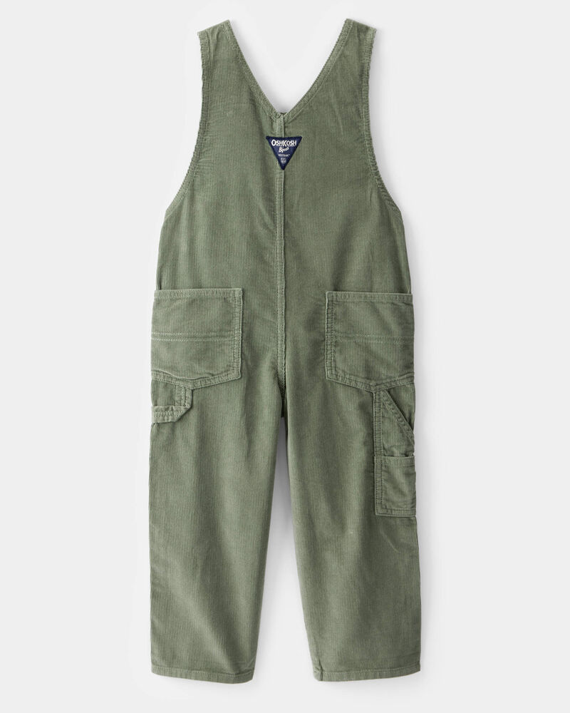 Toddler Solid Corduroy Overalls - Green, image 2 of 4 slides