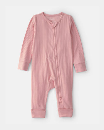 Baby Girl 2-Way Zip PurelySoft Sleeper - Pink, 