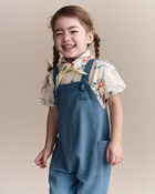 Toddler Girl Knot-Tie Overall - Teal, image 3 of 6 slides