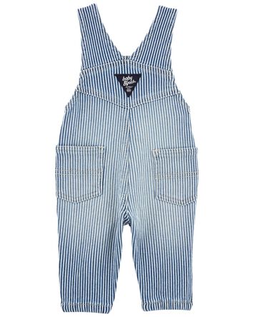 Baby Knit-Like Denim Hickory Stripe Overalls, 