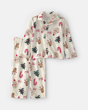 Tout-petit - Pyjama ample 2 pi&egrave;ces en molleton &agrave; th&egrave;me de No&euml;l &ndash; Cr&egrave;me, 