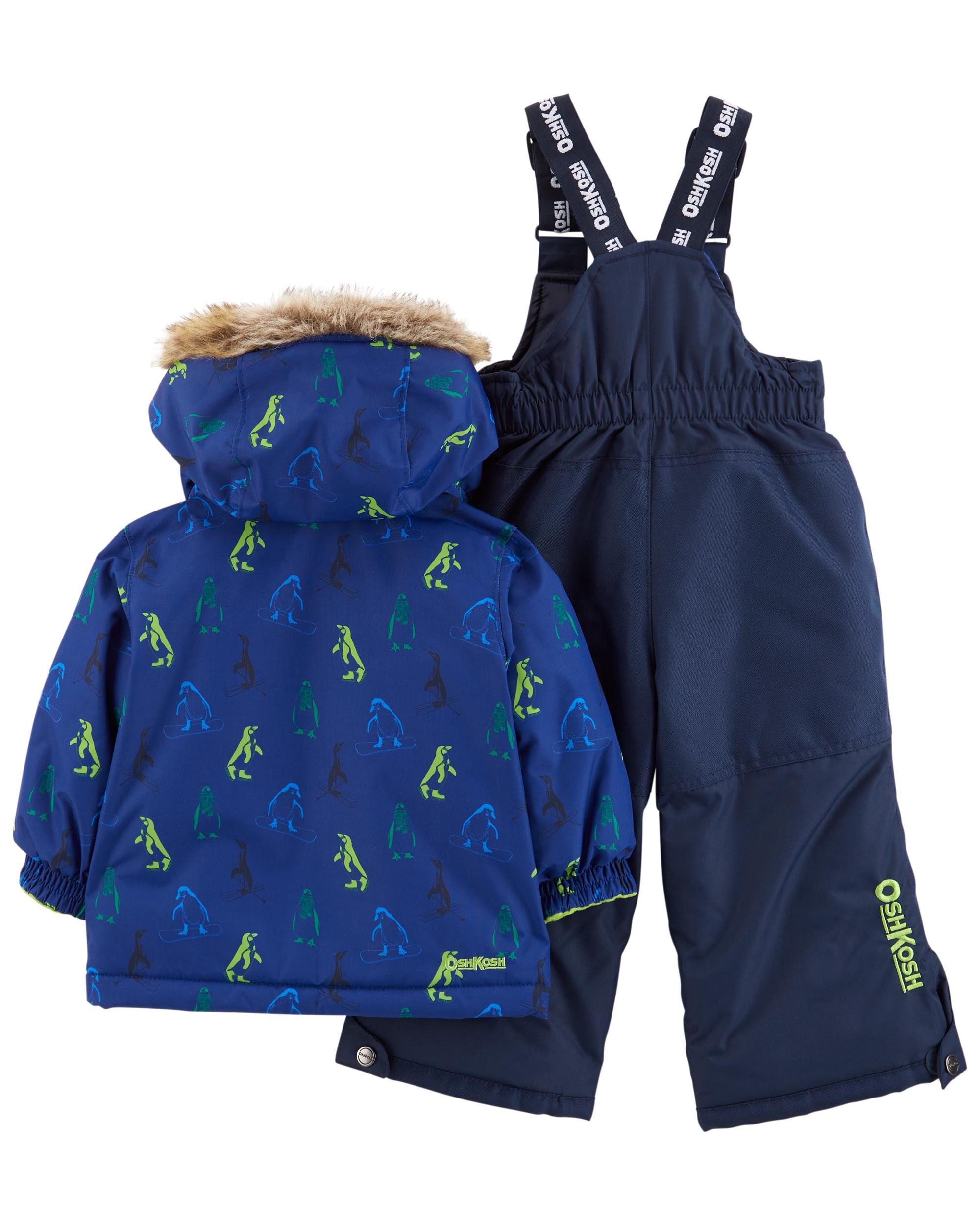 Baby Boys Baby Baby 2 Piece Snowsuit With Bonus Hat And Neck Warmer 18M OshKosh Bgosh