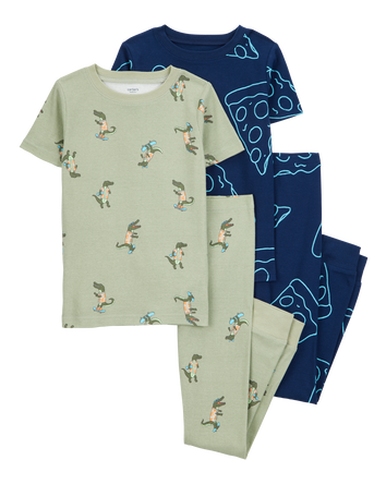 Kid 4-Piece Alligator Cotton Pyjamas, 