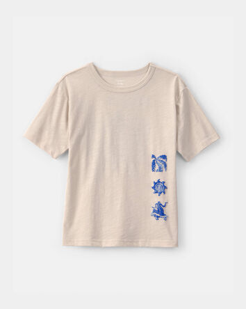 Boys Beachside Skater Graphic Tee - Tan, 