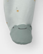 Baby 2-Way Zip Frog & Duck Cotton Sleepers - Green, image 4 of 6 slides