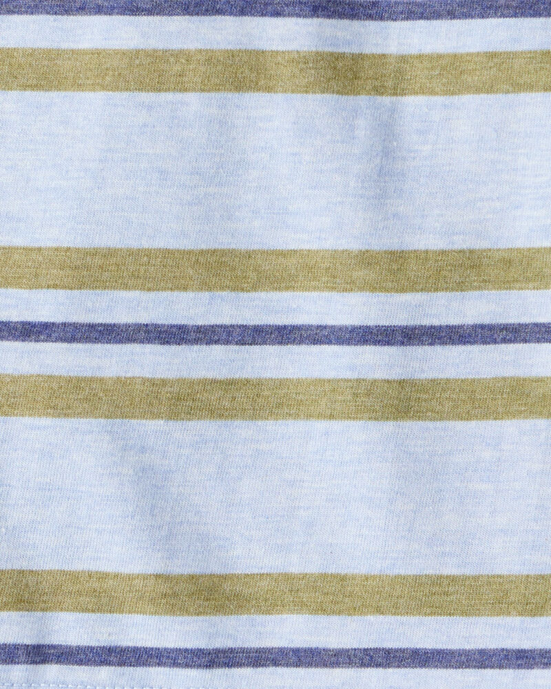 Baby Boy Striped Short-Sleeve Henley Tee - Blue, image 2 of 3 slides