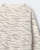 Toddler Girl Mock Neck Ruffle Long-Sleeve Top in Tiger Print - Cream, image 2 of 2 slides