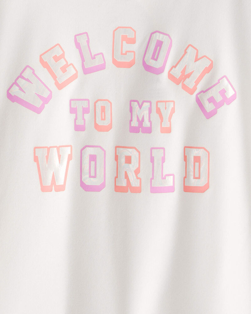 Girls 'Welcome to My World' Active Top - White, image 3 of 4 slides