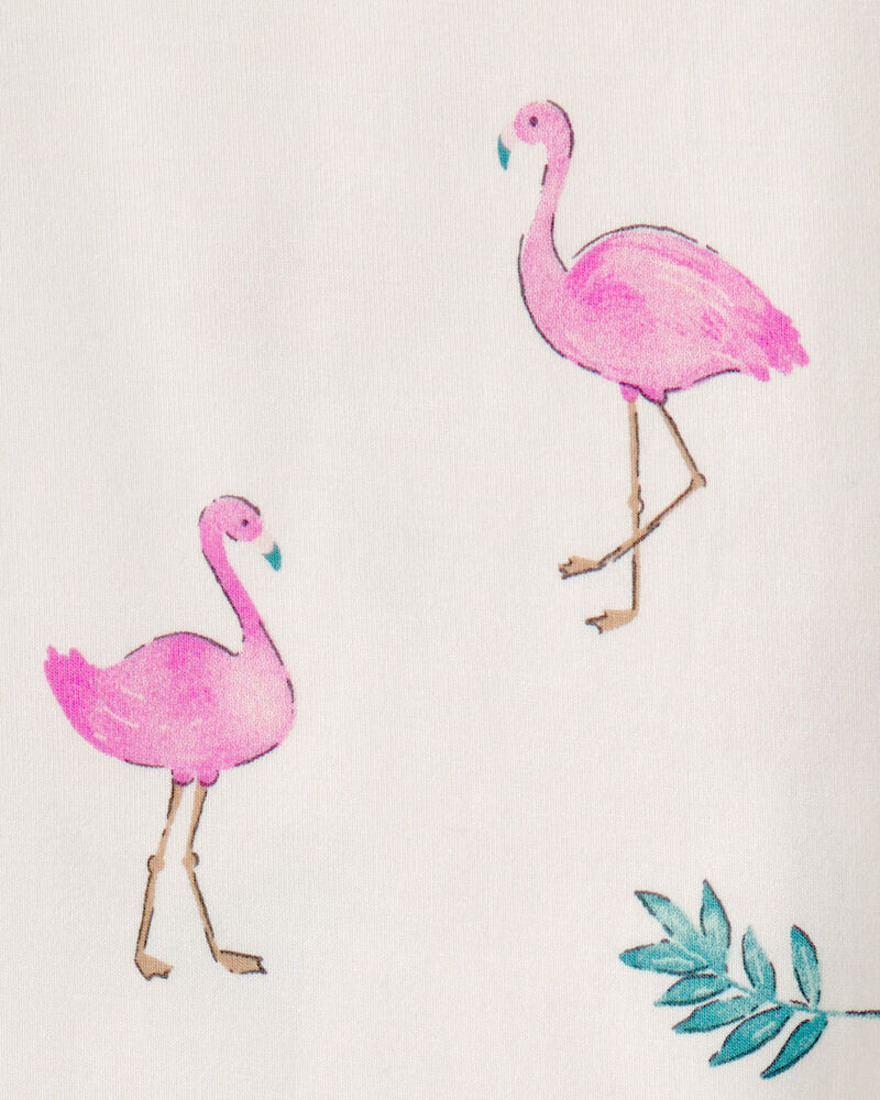 Toddler Girl Flamingo PurelySoft Short-Sleeve Snug Fit 2-Piece Pyjama Set - Ivory, image 4 of 7 slides