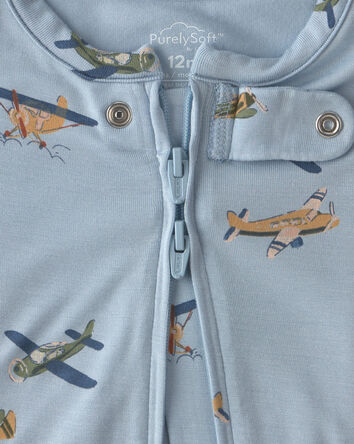 Baby Boy 2-Pack PurelySoft&trade; Vintage Plane Rompers - Blue, 