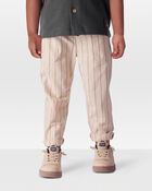 Toddler Striped Pull-On Cotton Pants - Brown, image 2 of 6 slides