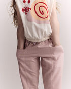 Toddler Girl Pocket Pant in Stripes - Rose, image 3 of 7 slides