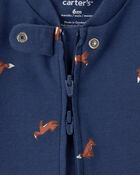 Baby Boy Fox 100% Cotton  2-Way Zip Sleeper - Navy Blue, image 3 of 6 slides