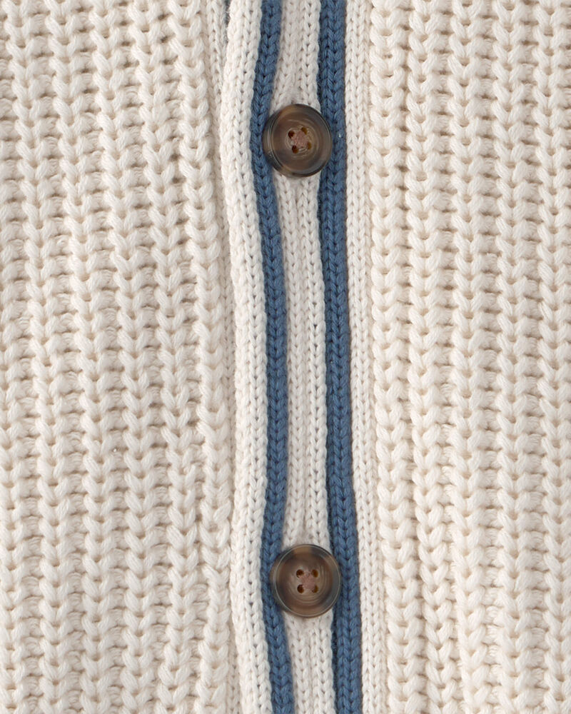 Boys Striped Cardigan Sweater - Cream, image 2 of 3 slides