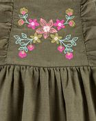 Embroidered Floral Linen Dress, image 3 of 3 slides