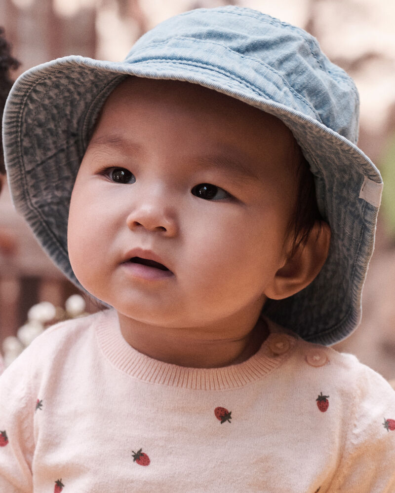 Baby Organic Cotton Chambray Bucket Hat, image 2 of 4 slides