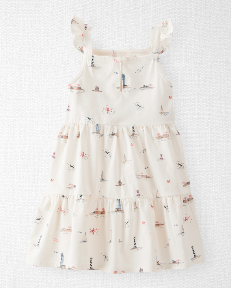 Toddler Organic Cotton Coastal-Print Dress, image 2 of 4 slides
