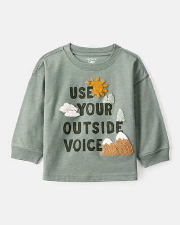 Baby Boy Use Your Outside Voice Long-Sleeve Graphic Tee - Green, 