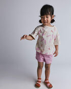 Toddler Girl Rolled Cuff Tee in Ice Cream Print - Cream, image 1 of 5 slides