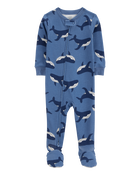 Baby Boy Whale Print Snug Fit Cotton Footie 1-Piece Pyjamas - Navy, image 1 of 4 slides