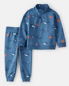 Toddler Boy 2-Piece DayDream Fleece Mountain Quarter-Zip & Jogger Set - Blue, image 1 of 3 slides