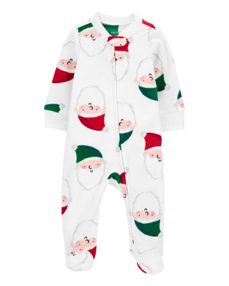 Baby Santa Zip-Up Fleece Sleeper Pyjamas, image 1 of 4 slides