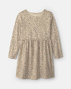 Filles - Robe manches longues &agrave; motif l&eacute;opard &ndash; Brun, image 1 sur 3 diapositives
