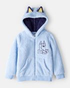 Toddler Boy Bluey&trade; Sherpa Hooded Zip-Up Jacket - Blue, image 1 of 3 slides