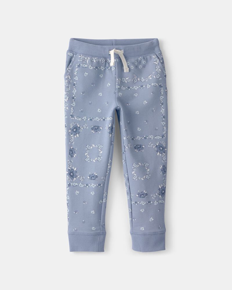 Tout-petit fille - Pantalon de jogging en tricot avec cordon de serrage, floral - Bleu, image 1 sur 3 diapositives
