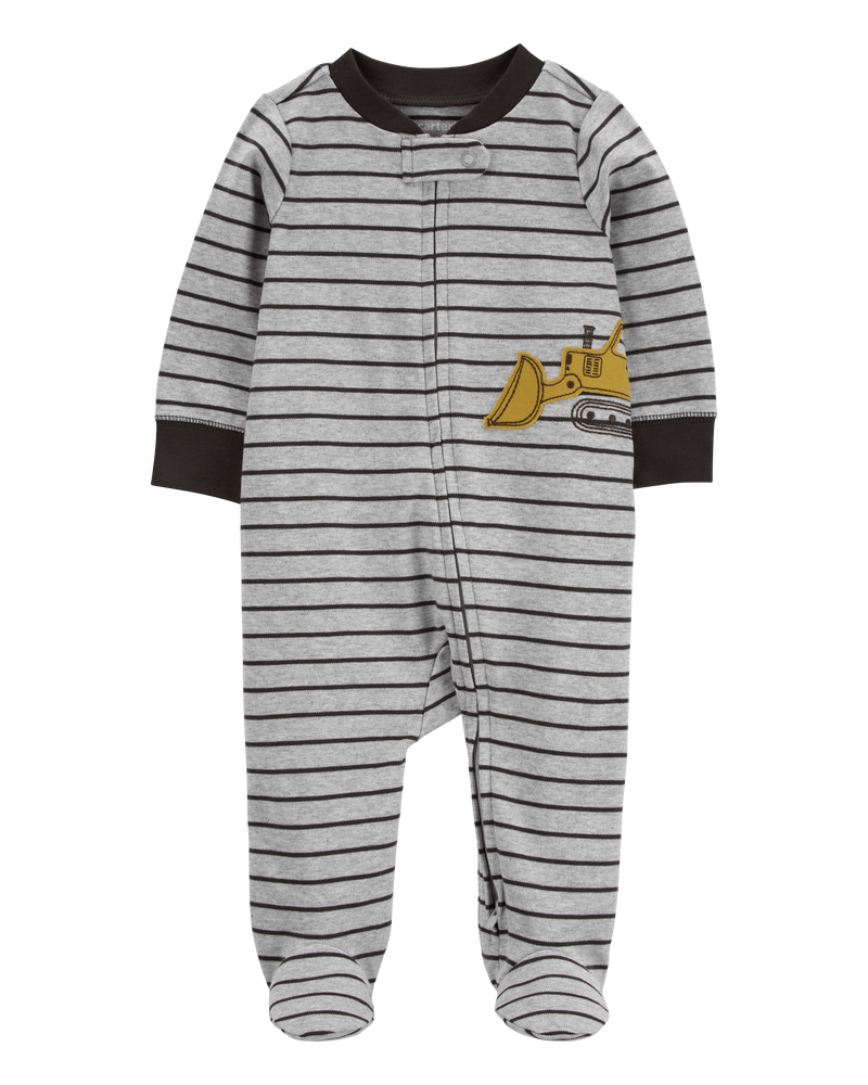 Baby Construction 2-Way Zip Cotton Blend Sleeper, image 1 of 4 slides