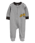 Baby Construction 2-Way Zip Cotton Blend Sleeper, image 1 of 4 slides