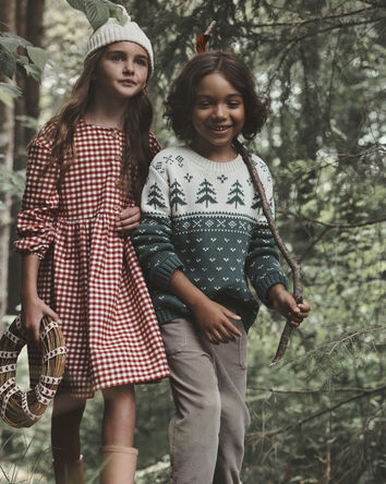 Toddler Organic Cotton Fair Isle Sweater Knit Pullover, 