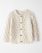 Baby Girl Organic Cotton Pointelle Sweater, image 1 of 5 slides