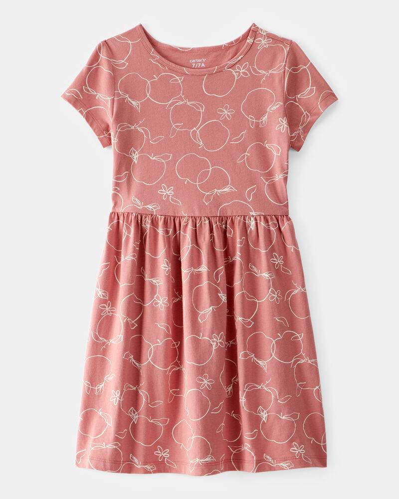 Girls Apple Print Dress, image 1 of 4 slides