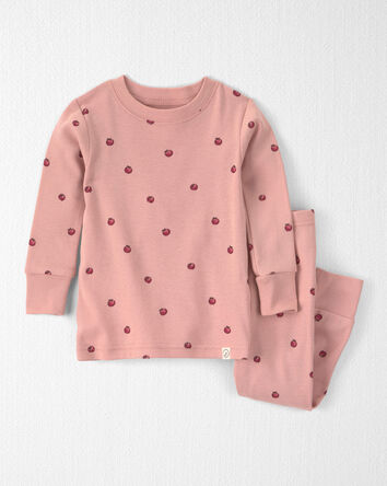 B&eacute;b&eacute; fille - Pyjamas 2 pi&egrave;ces en coton biologique &agrave; motif Pommes roses, 