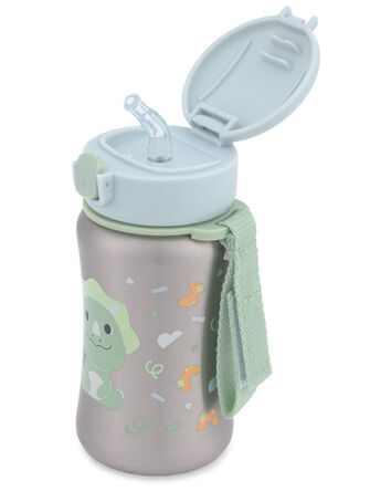 Bouteille &agrave; paille en acier inoxydable Besties Squad - Dinosaure, 