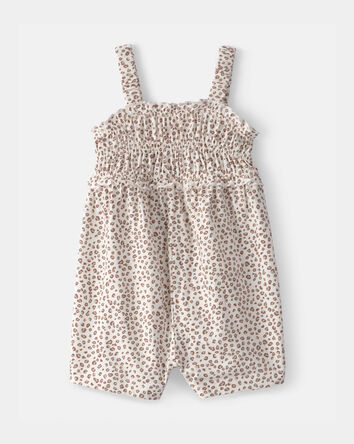 Baby Girl Cheetah Animal Sleeveless Romper - Brown/White, 